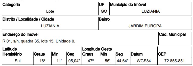 LOTEAMENTO PARQUE RESIDENCIAL JARDIM EUROPA
