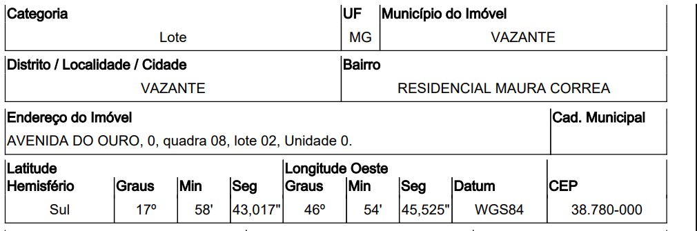 VAZANTE – RESID. MAURA CORREA