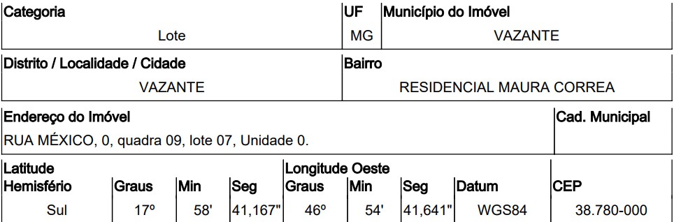 VAZANTE – RESID. MAURA CORREA