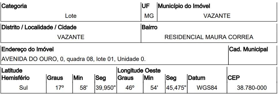 VAZANTE – RESID. MAURA CORREA