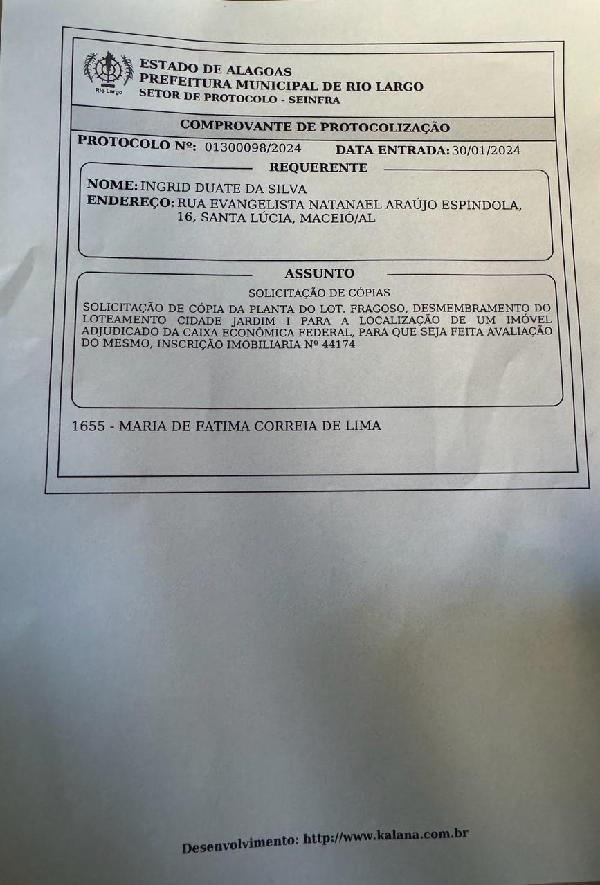 RIO LARGO – TABULEIRO DO PINTO